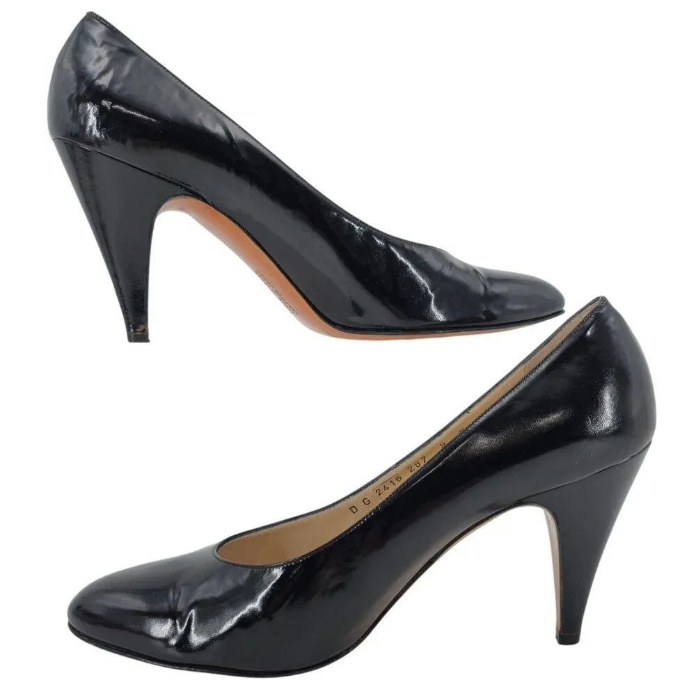 Vintage Salvatore Ferragamo Black Leather Dress Pumps Womens Size 8 Formal Heels - Picture 6 of 13